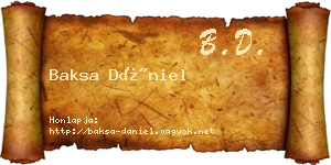 Baksa Dániel névjegykártya