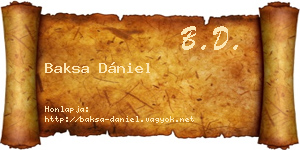 Baksa Dániel névjegykártya